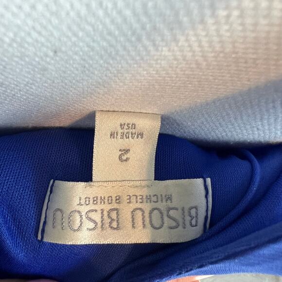 Bisou Bisou women's size 2 Electric blue Halter Dress high neck. fun unique 1124 - Picture 13 of 14